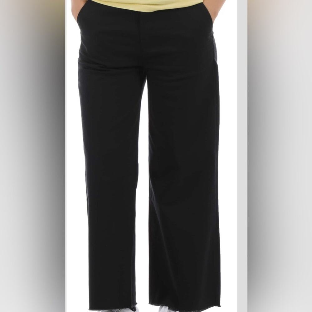 Brixton Victory Wide Leg NWT 26 Black Raw Hem Quiet Luxury Scandi Minimalist